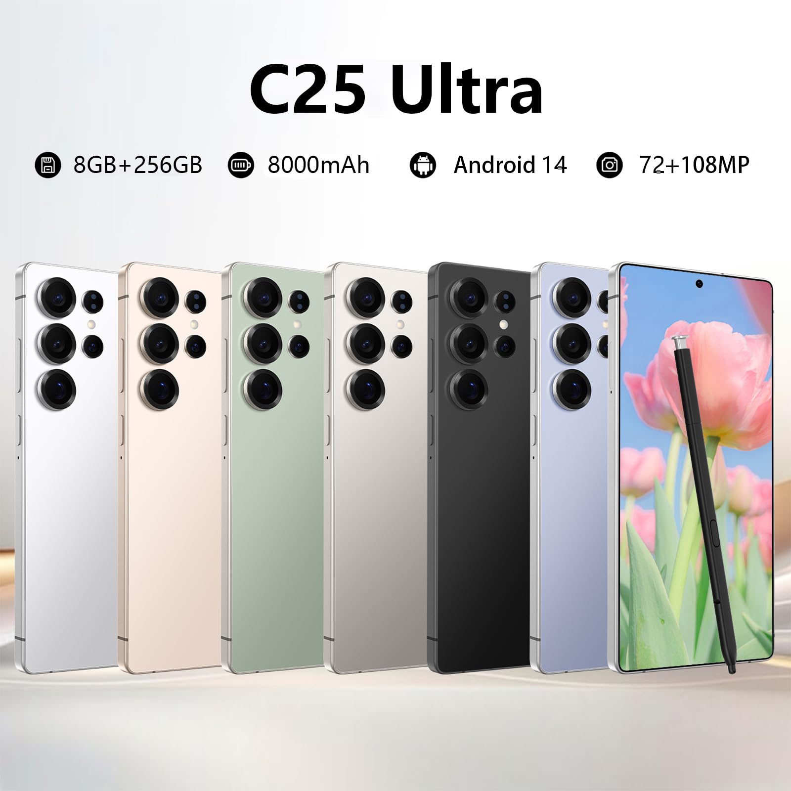 Amazon.com: ExAchat C25 Ultra 5G Unlocked Smartphone, 8GB+256GB
